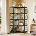 thumbnail image 3 of DWVO 5-Tier L-Shaped Bookcase Storage Organizer, Tall Corner Bookshelf Open Display Freestanding Storage, Brown, 3 of 8