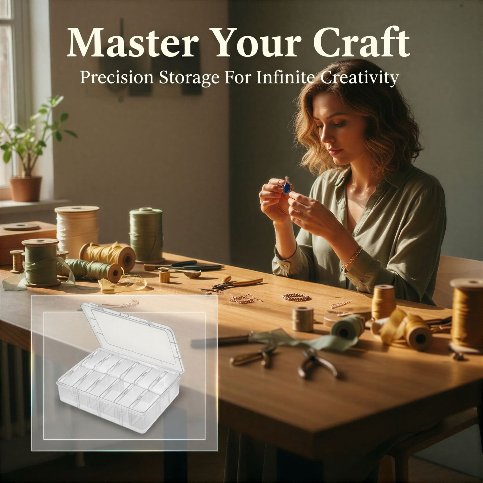 2 PCS Bead Organizer Box Set, 2 Clear Plastic Storage Cases with 24 Removable Small Boxes, DIY Craft Container for Jewelry Making Sewing Supplies, Small Parts Storage Box with Lid