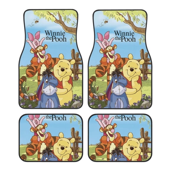 Cute Car Floor Mats Set of 4 Kawaii Cartoon Pattern Carpet Front Rear Carpets Mat Non-Slip Auto Car Accessories Universal Fit for Car SUV Truck Van