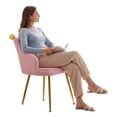 thumbnail image 6 of Fompes Crown-shaped Armchair,Pink Ergonomic Velvet Fabric Wingback Armchair,Upholstered Reading Chair with Pillow,Wide Seat for Living Room, Bedroom, 6 of 14