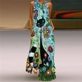thumbnail image 1 of Robe T-Shirt Robe Longue Décontractée pour Femme avec Poche Imprimé Floral Sans Manches Robe Maxi Robe Cottagecore en Liquidation, 1 of 9