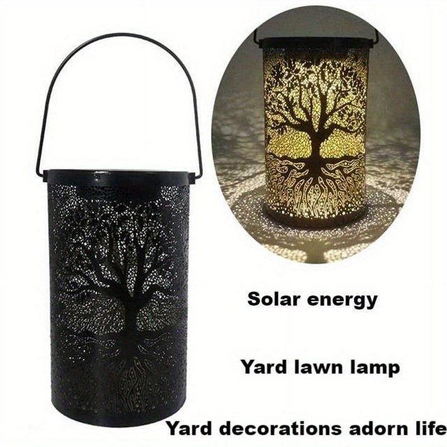 1pc New Solar LED Lantern Light Hollow Tree Of Life Hanging Light Outdoor Garden Garden Path Lawn Terrace Hanging Waterproof Lights Landscape Lantern