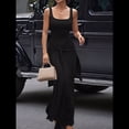 thumbnail image 4 of Vestido de Verano para Mujer, Sin Mangas, con Cuello Cuadrado, Sexy, con Doble Forro, Ajustado, y Maxivestido. Negro S, 4 of 10