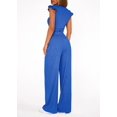 thumbnail image 5 of EASYBRA Women Casual Two Piece Outfit Ruffle Sleeve Top and Pleated Wide Leg Pants Summer Fashion Set, 5 of 7