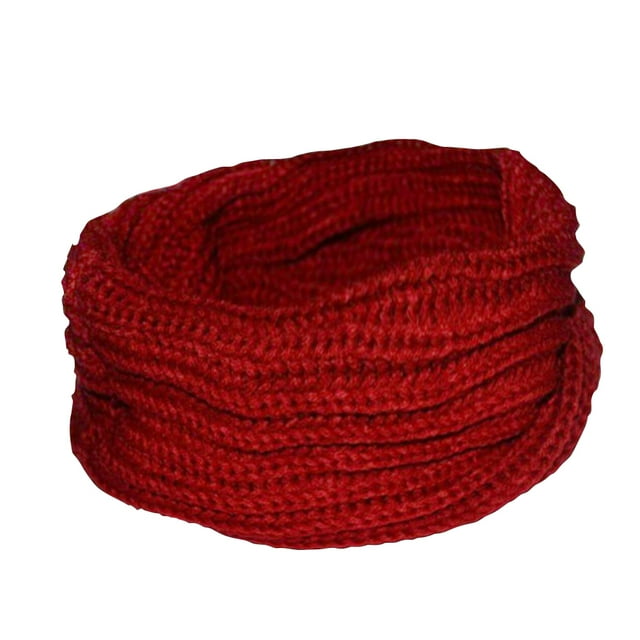 EeaseMX Mujer invierno cálido un círculo tejido mezcla de lana capucha bucle bufanda chal pañuelo grueso (rojo vino)