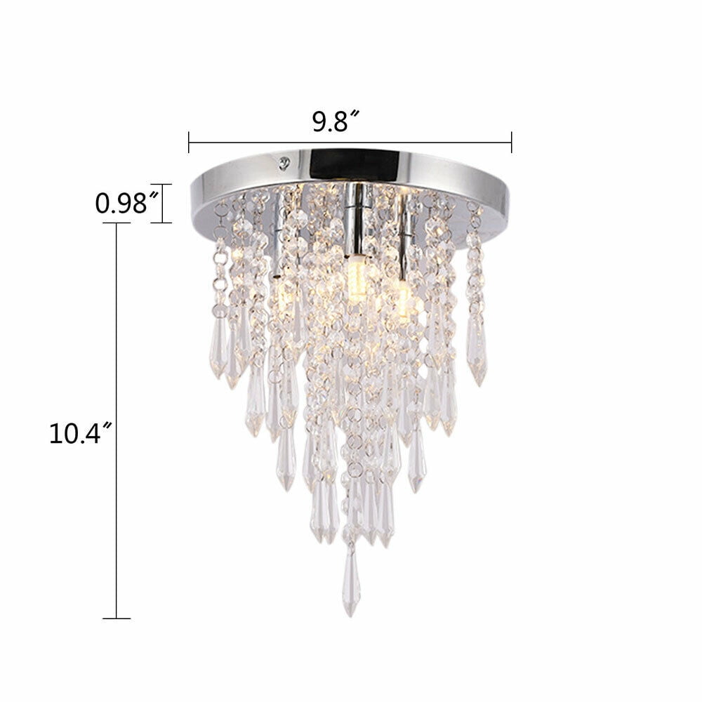 FETCOI Crystal Chandelier Fixture Mini Crystal Modern Ceiling Light Flush Mount
