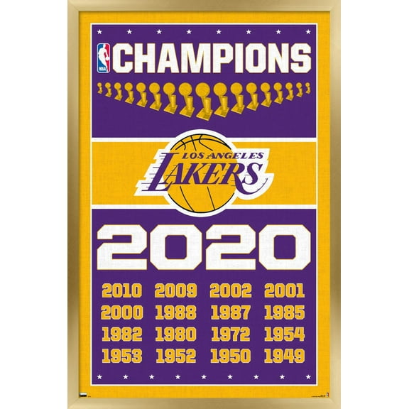 NBA Los Angeles Lakers - Champions 20 Wall Poster, 22.375" x 34", Framed