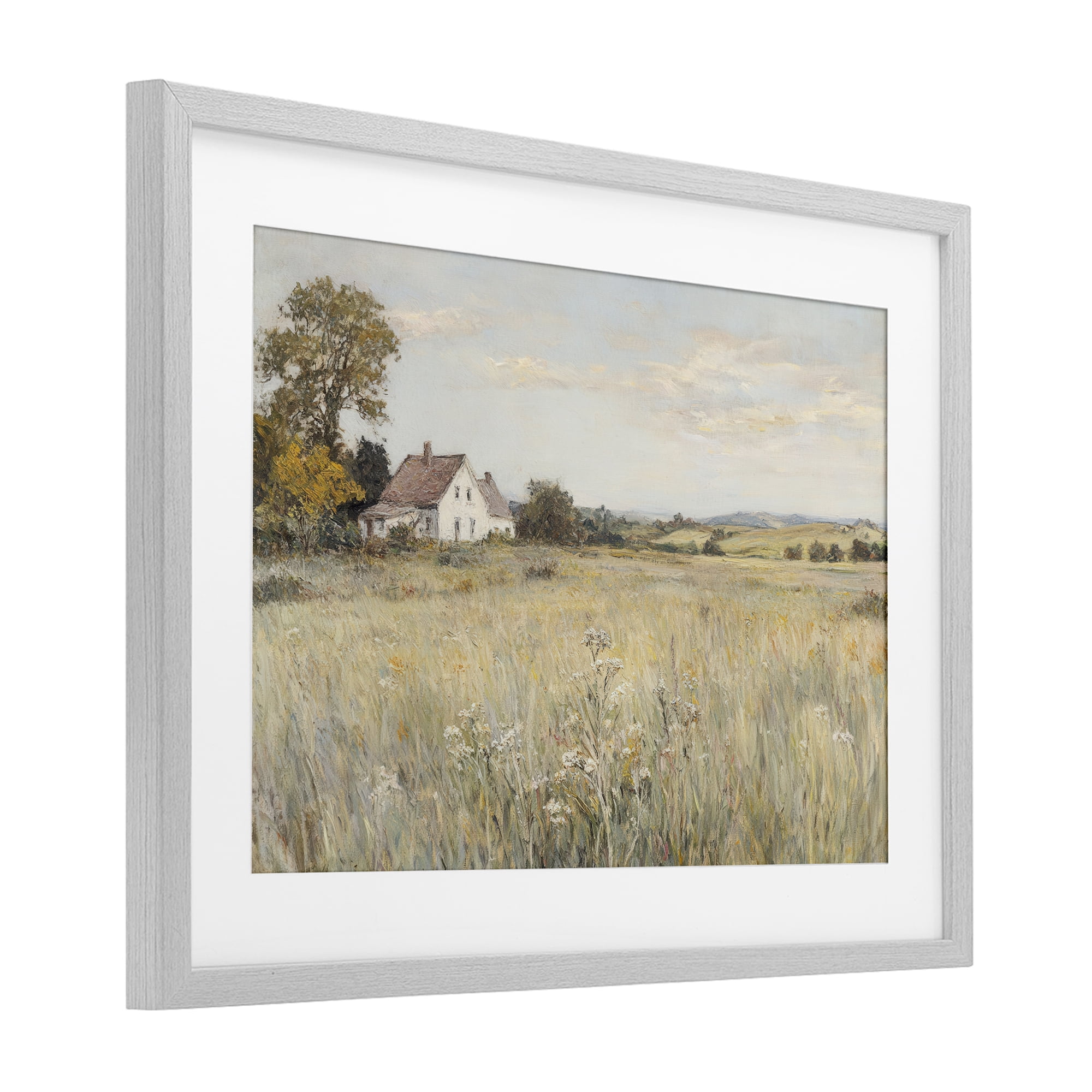 Stupell Industries Country Living in Golden Meadow Gray Framed Print Under Glass, design by Petal Prints Design