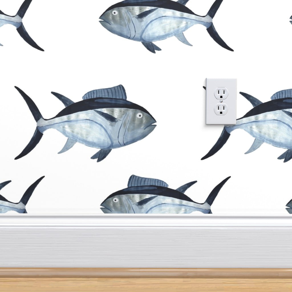 Peel-and-Stick Removable Wallpaper Tuna Fish Nautical Sea Ocean Beach Modern 