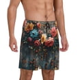 thumbnail image 2 of Balery Floral Dreamcatcher Elegance Pantalones cortos de pijama de punto de algodón para hombre con cinturilla y bolsillos-XX-Large, 2 of 6