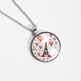 thumbnail image 4 of Eiffel Tower Women's Glass Design Circular Pendant Necklace - Sparkle and Shine with this Elegant Necklace, 4 of 5