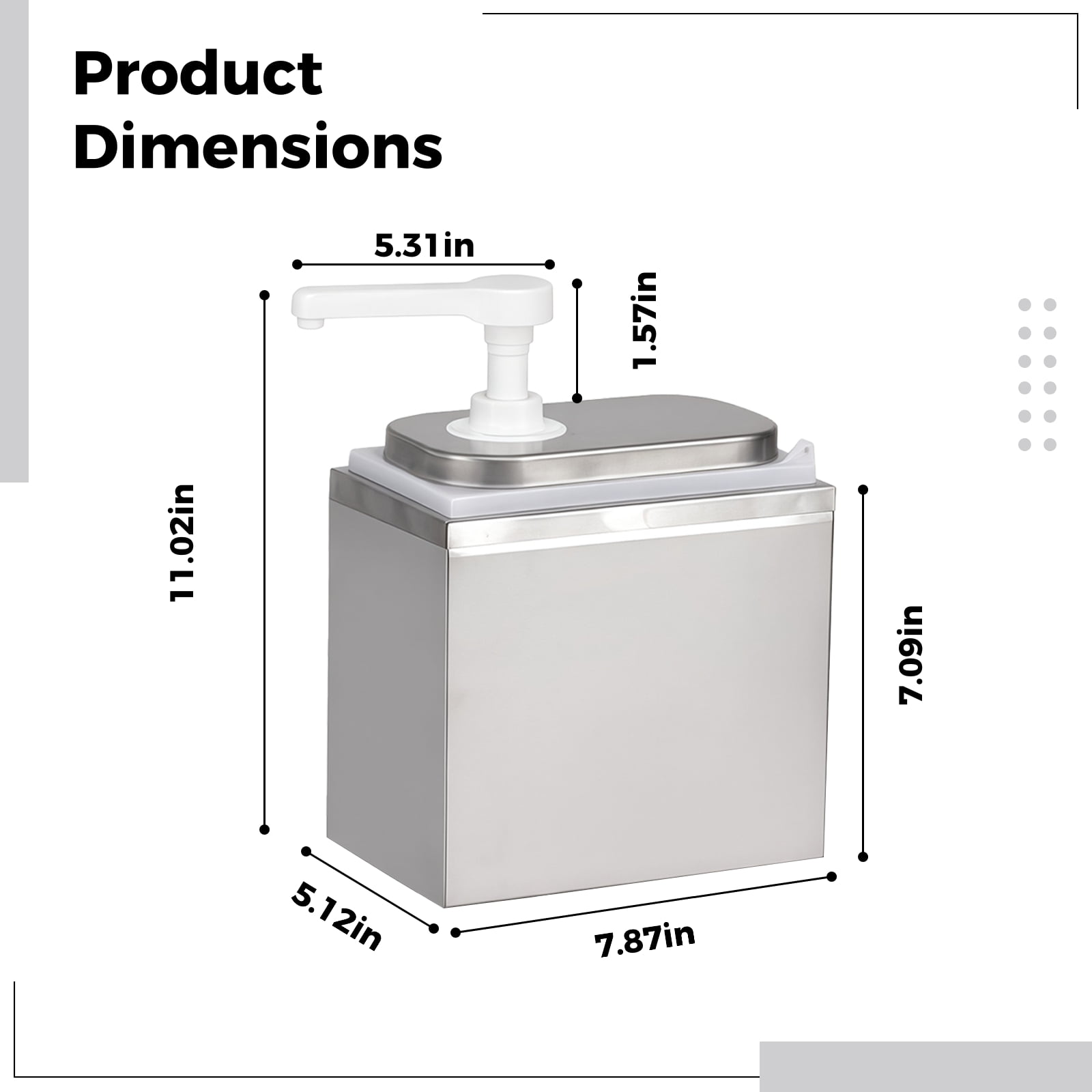 2L Sauce Pump Dispenser,Stainless Steel Adjustable Condiment Pump,Metal and PP Construction,Ideal for Syrup,Honey,and Sauces