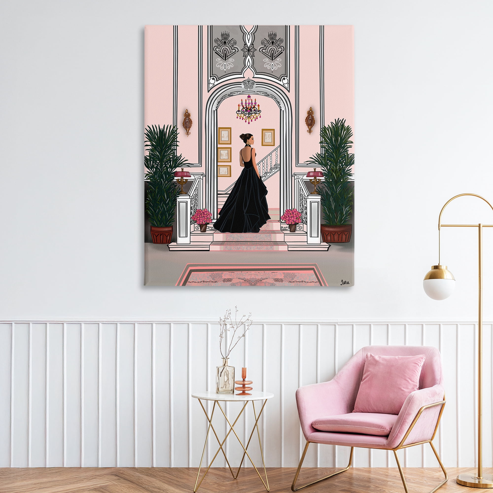 Stupell Industries Mansion Girl in Gown Canvas Wall Art, design by Tara Boone
