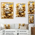 thumbnail image 4 of Designart "Woman Portrait in White and Gold with Leaves I" Fashion Canvas Wall Art - Glam Gold Fashion Woman Entryway Wall Art Print, 4 of 6