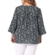 thumbnail image 3 of Blusa floral de mujer de talla grande Agnes Orinda con pliegues, cuello en V y mangas 3/4, 1X negra, 3 of 6