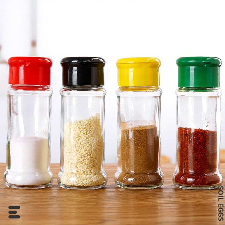 Pengpengfang 1 Pcs Spice Jar with Lid Clear Detachable Reusable Refillable Multi-functional 4 Colors Small Pour Holes Seasoning Container Kitchen