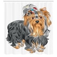 thumbnail image 3 of Ambesonne Yorkie Shower Curtain, Terrier with Bow, 69"Wx84"L, Grey Apricot, 3 of 3