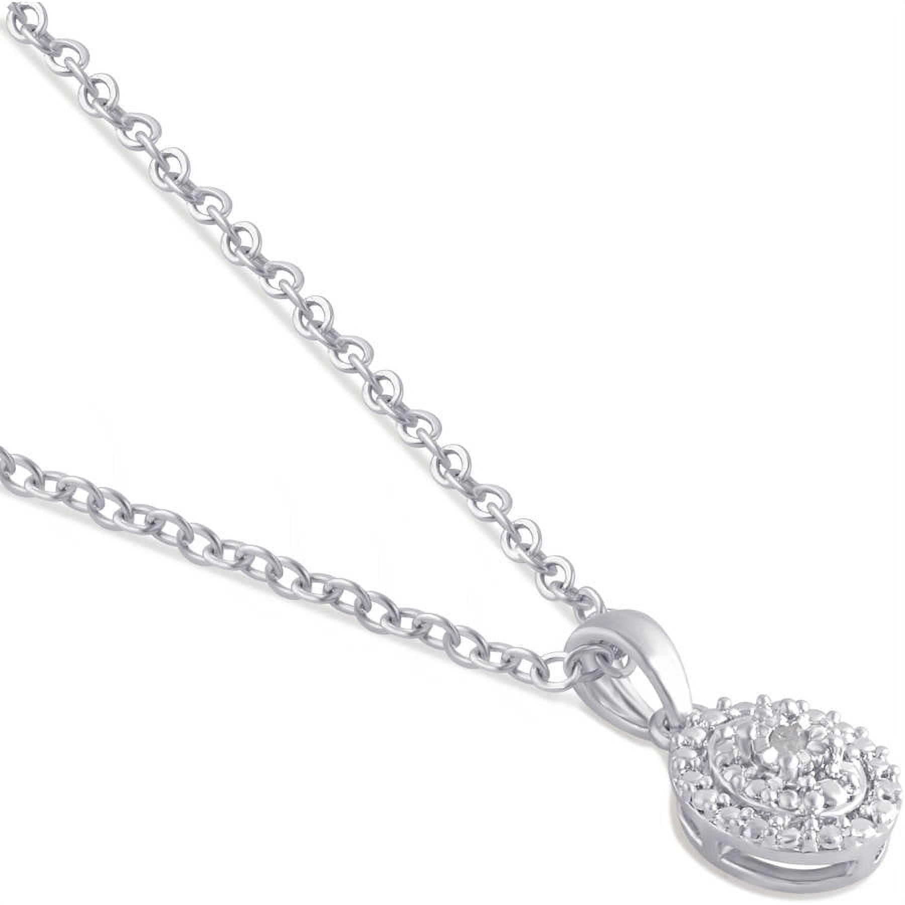 Diamond Accent Silver-Tone Oval-Shape Halo Frame Pendant, 18" Chain