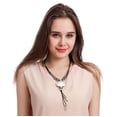 thumbnail image 4 of Gargantilla larga y gruesa para mujer, joyería de moda, cuentas de aleación de plata, colgante, gargantillas de cadena de cuero (PLATA) 2 uds. ER, 4 of 5