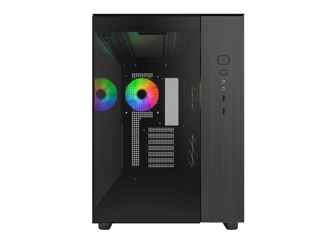 MONTECH KING 65 PRO ATX Mid Tower Gaming PC Case, Dual Chamber, High Airflow Mesh Panels, Supports RTX 40 Series, 3 Pre-Installed ARGB Fans, Tool-Free Access, Tinted Glass - Black