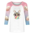 thumbnail image 4 of Cavosen Happy Easter Three Quarter Sleeve Shirts for Women Summer Bunny Print Pullover Blouse 3/4 Sleeve Crewneck Festival Tops Vacation Holiday T Shirts Casual Dressy Pink 2XL, 4 of 5