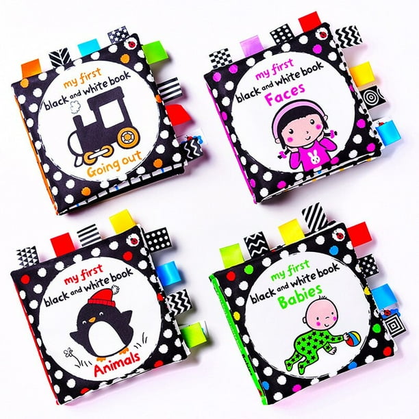 Black And White Label Cloth Book Newborn Infant Early Education Books Cloth Quiet Books heqiyong LED
