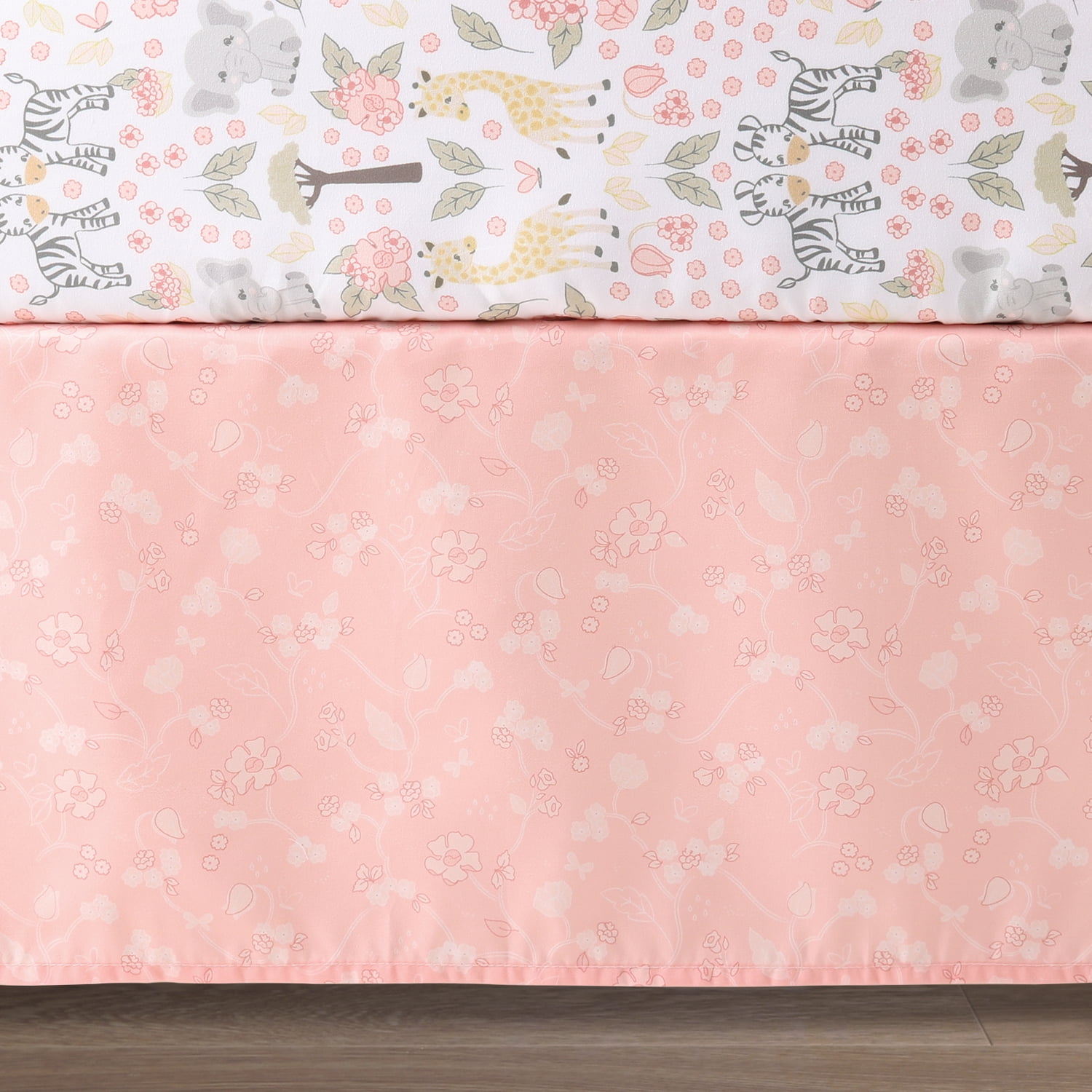 The Peanutshell Wildest Dreams 4 Piece Baby Nursery Crib Bedding Set, Quilt, Crib Sheets, Crib Skirt, and Mobile