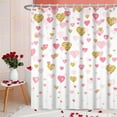 thumbnail image 2 of Valentines Shower Curtain, Sweet Pink Heart Shower Curtain Set with Hooks Waterproof Pink and White Bathroom Decor, 72x72 Inch, 2 of 6