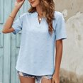 thumbnail image 6 of Womens V-Neck Chiffon Tops Summer Dressy Casual Solid T Shirts Tops Short Sleeve Swiss Dot Fashion Loose Tunic Blouses, 6 of 6