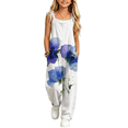 thumbnail image 4 of YunPes Girls Watercolor Jumpsuits Floral Printed Wide Leg Rompers Plus Size Lightweight Spaghetti Tie Strap Overalls, 4 of 4