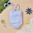 thumbnail image 3 of Traje de baño para niñas Color Impreso Sin espalda Hombro Traje de baño Traje de baño de una pieza Conjunto deportivo Traje de baño para niñas 18-24 meses, azul Feliz Sencillez, 3 of 5