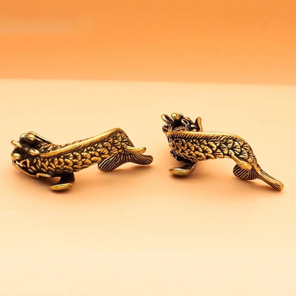 3D Mini Dragon Casting Animal Figurine Retro Style Brass Sculpture Home Office Room Desktop Decoration Collect Ornaments Gift
