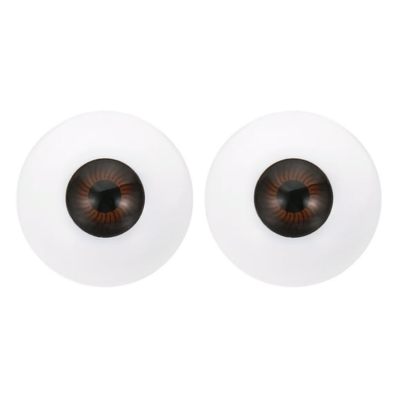 30mm Doll Eyes,1 Pair Realistic Acrylic Eyes Plastic Half Eyeballs, Dark Brown
