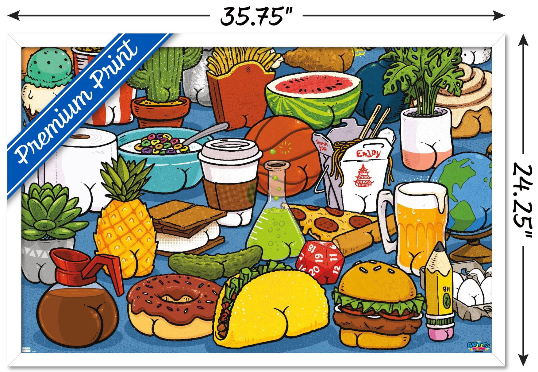 Brian Cook: Butts on Things - Food Wall Poster, 22.375" x 34" Framed