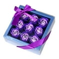 thumbnail image 3 of Juego de jabón de rosas florales artificiales en caja de regalo, adorno hecho a mano, 13,5x13,5x5cm, regalo del Día de San Valentín para el día del , Púrpura, 3 of 8