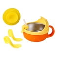thumbnail image 4 of Cuenco Para Bebé Con Cuchara, Tenedor, Paja, Base De Succión, Cuenco Portátil Para El Hogar Para Niños, Color Naranja, 4 of 8