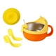 thumbnail image 4 of Tazón de bebé,Tazón Contenedor de comida con succión Cuchara Tazón para bebé,Juego de cuchara y tazón aislante de acero inoxidable para bebé,Utensilios Platos de comida Tazón de Naranja, 4 of 9