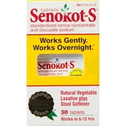 Senokot-s Laxative Plus Stool Softener Tablets, 30 Count