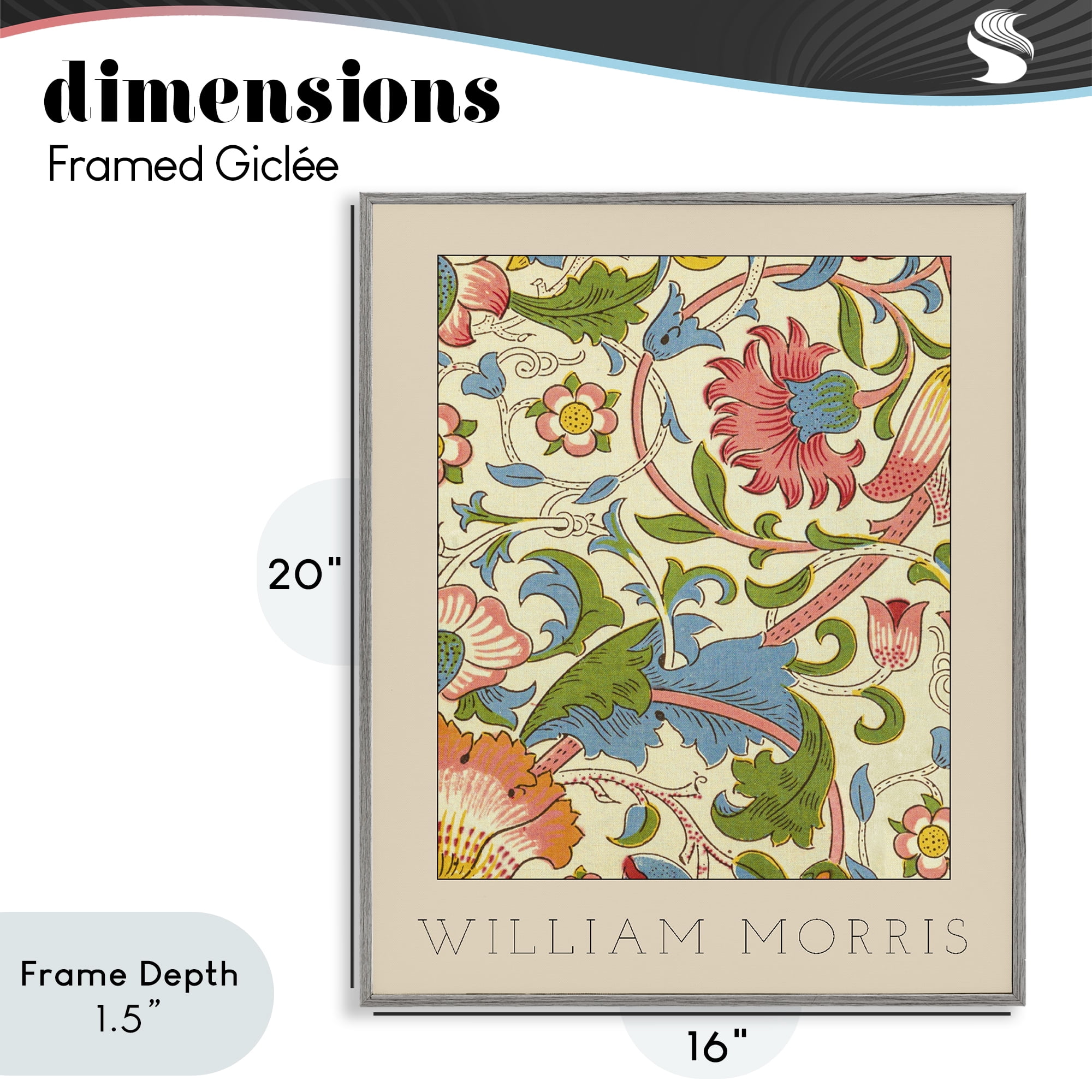 Stupell Industries Stylish Boho Classic Flowers Gray Framed Giclee Art, design by Lil' Rue