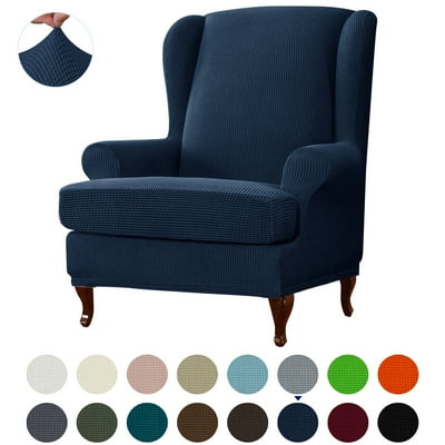 Buy Subtrex Stretch 2 Piece Textured Grid Wingback Chair Slipcover