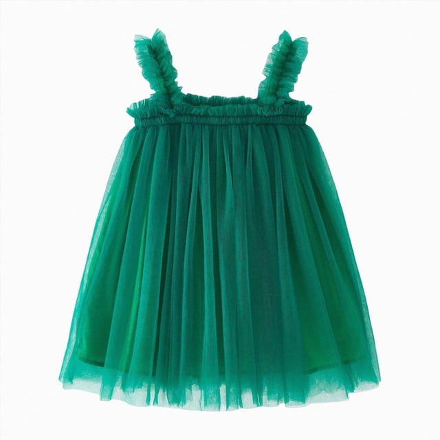Ymyiu Robe pour Bébé Fille Filles Manches Volantées Robes Florales Fille Longue Robe de Printemps Enfants Robe d'Été Smockée 4T 5T (Vert, 4-5 Ans)