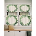 thumbnail image 2 of Spring Plant Short Blackout Curtains 30 Inch Long Green Circle Flowers Linen Texture Rod Pocket Kitchen Curtains, 2 Panels Thermal Insulated Room Darkening Drapes for Bedroom, 42"W x 30"L, 2 of 5