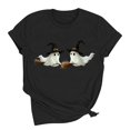 thumbnail image 6 of Htigea Halloween T-Shirts for Women Cute Graphic Short Sleeve Pullover Tops | Cute Ghost Graphic , Casual Crewneck Tee, Party Holiday Costume 2026 01#Black S, 6 of 9