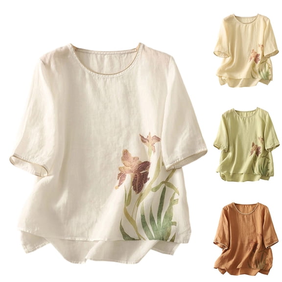 Women's Short Sleeve T-Shirt Tee Top Casual Cotton Blend Breathable Summer Fashion | CSEONE,Beige XL