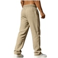 thumbnail image 6 of hotojiny Linen Pants Men Casual Loose Fit Beach Pants Summer Elastic Waist Straight Leg Travel Trousers with Pockets, 6 of 7