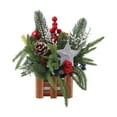 thumbnail image 2 of Honmine Artificial Mini Christmas Tree with Burlap Base, 11 Inches Tabletop Christmas Tree with Pine Cones and Red Berries, Christmas Tree with Poinsettia for Table Holiday Decoration, 2 of 6