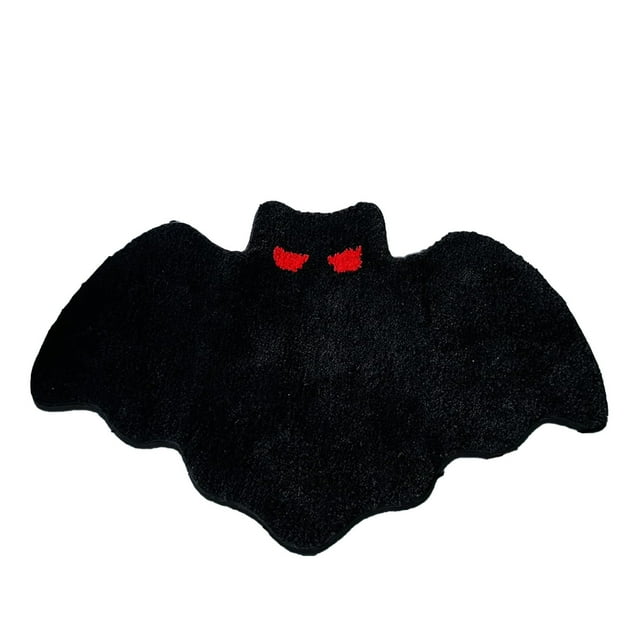 Halloween Bath Mat Non Slip Floor Mat For Bathroom Door Entrance 40X60Cm 16X24 Inches Bat Design Absorbent Polyester Carpet Decor Seasonal Holiday Theme
