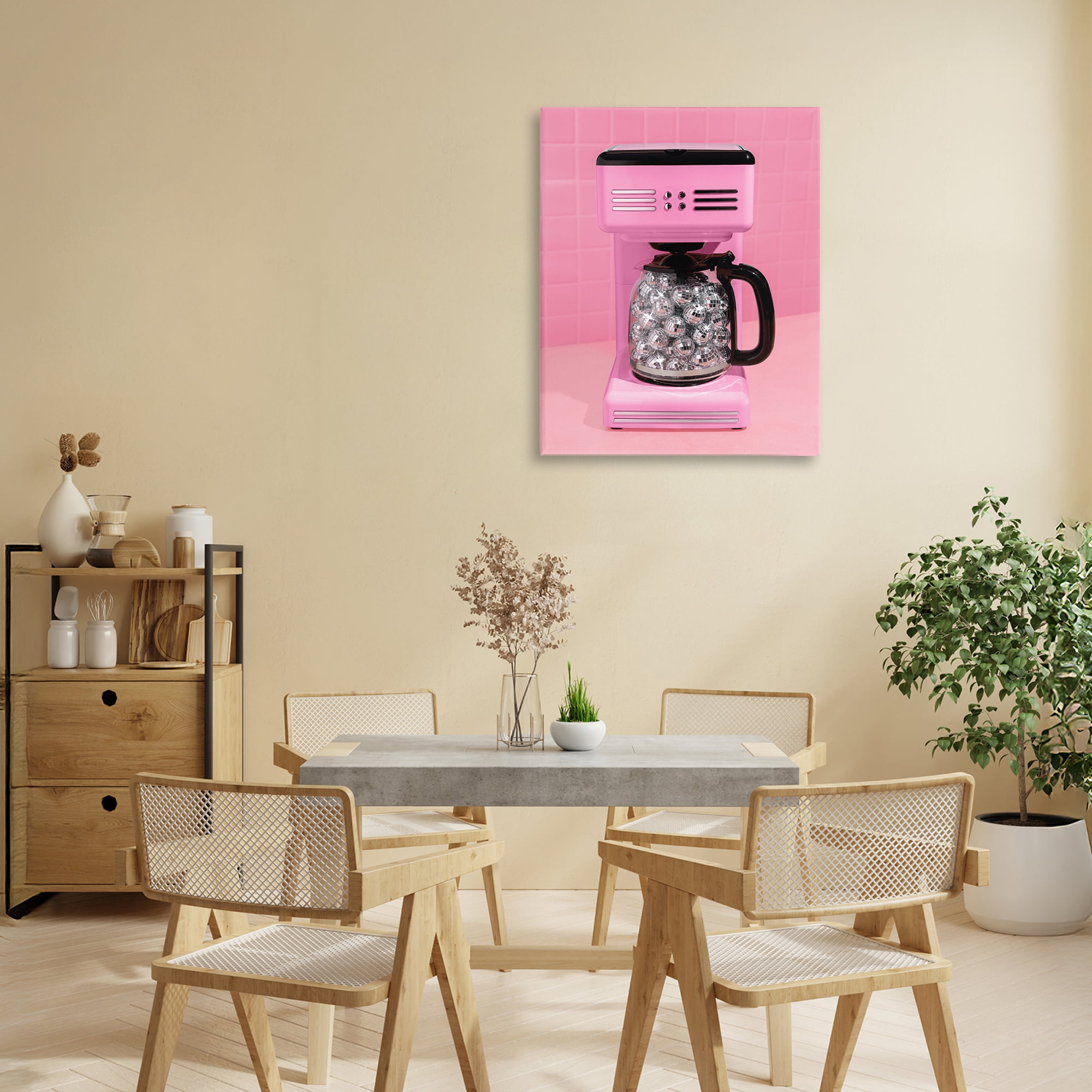 Stupell Industries Disco Coffee Over Pink Canvas Wall Art, design by LISH Creative