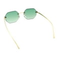 thumbnail image 6 of Bevel Octagonal Gangster Rimless Jaguar Head Hinge Showy Sunglasses Gold - Green, 6 of 6