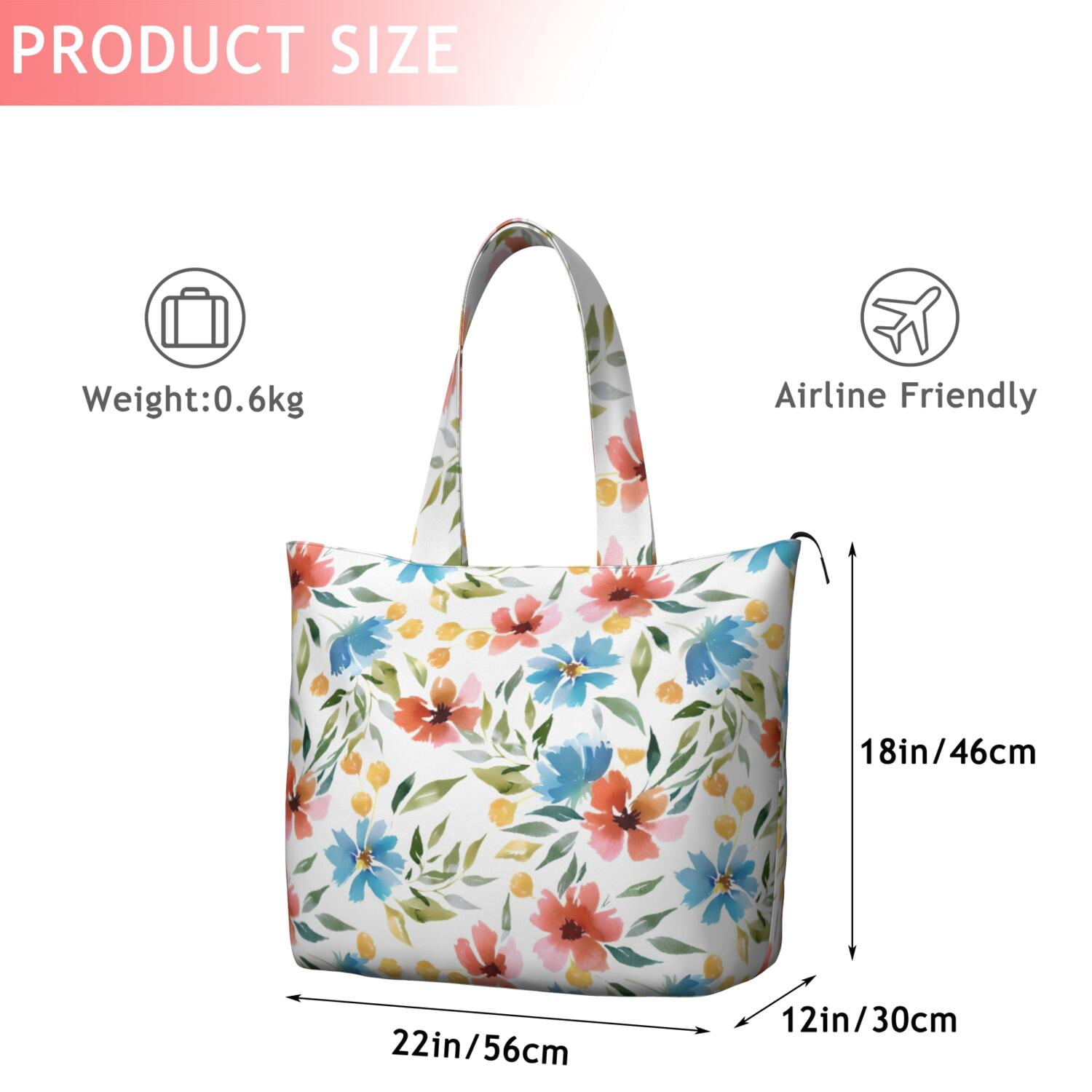Pioneer Flower Floral Print Pattern Travel Tote Bags for Women Carry On,Large Weekender Bags for Women Travel,Multi Functional Duffle Bag for Work,Shopping,Sports
